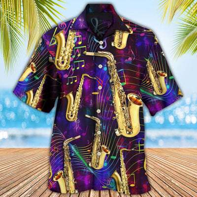 Saxophone Music Neon Art - Hawaiian Shirt - Owls Matrix LTD