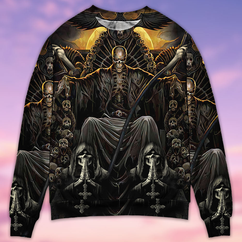 Skull Grim Reaper Dark - Sweater - Ugly Christmas Sweaters - Owls Matrix LTD