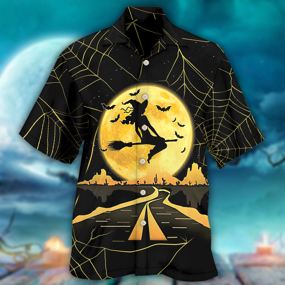 Halloween Witch On A Dark Desert Highway - Hawaiian Shirt - Owls Matrix LTD