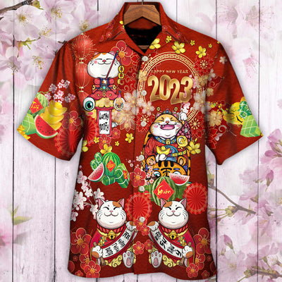 Tet Holiday Cat Happy New Year 2023 - Hawaiian Shirt - Owls Matrix LTD