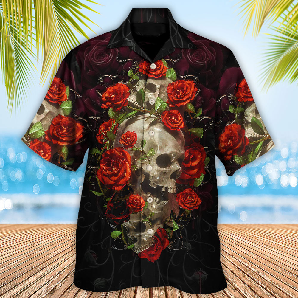 Skull And Roses Art - Hawaiian Shirt - Owls Matrix LTD