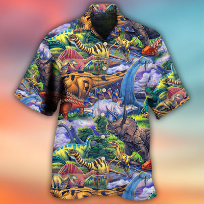 Dinosaur Art Coloful Style - Hawaiian Shirt - Owls Matrix LTD