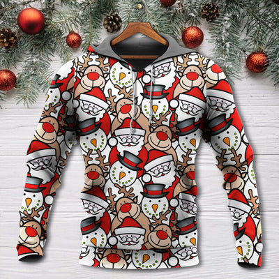 Christmas Cutie Santa And Reindeer Funny Style - Hoodie - Owls Matrix LTD