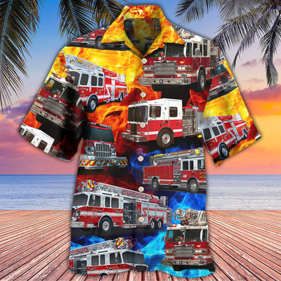Fire Truck Fire Life - Hawaiian Shirt - Owls Matrix LTD