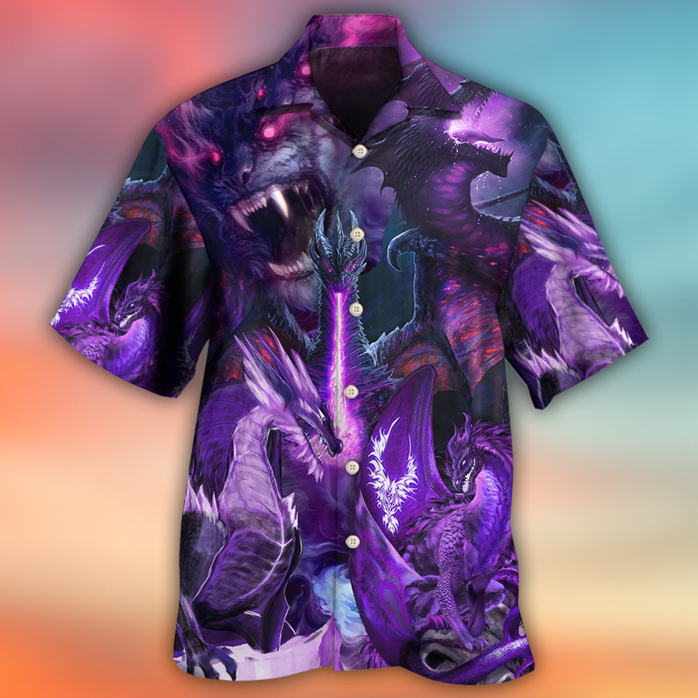 Dragon Dark Purple Lightning Art Style - Hawaiian Shirt - Owls Matrix LTD