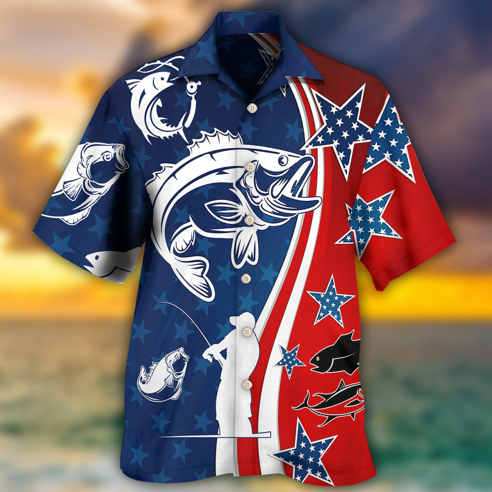 Fishing Independence Day Star America - Hawaiian Shirt - Owls Matrix LTD