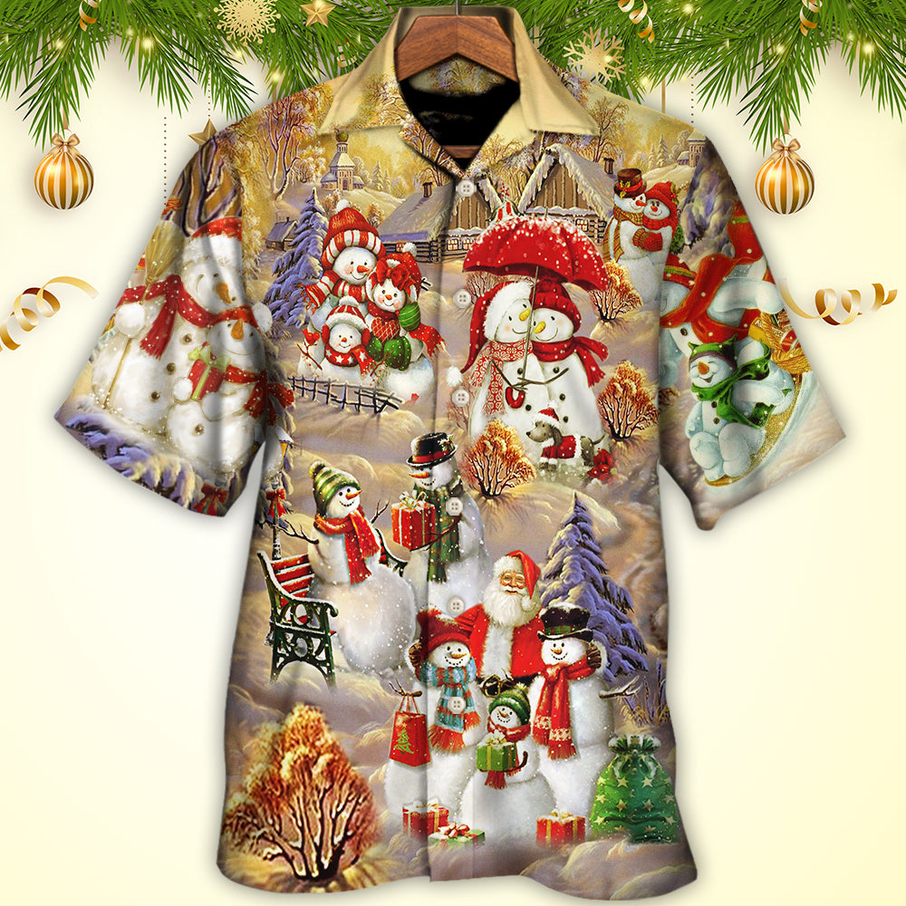 Christmas Snowman Couple Love Xmas Cool - Hawaiian Shirt - Owls Matrix LTD