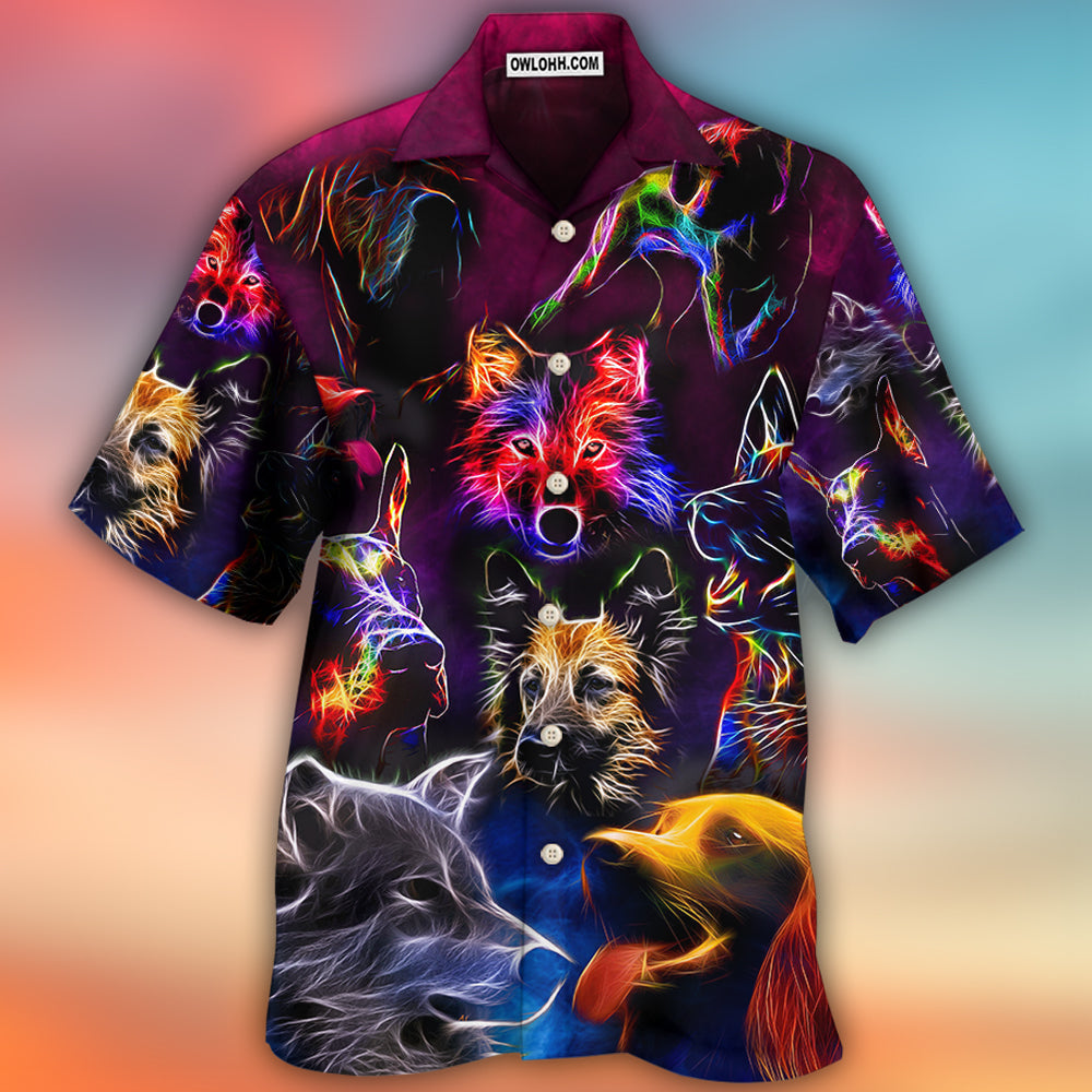 Dog Neon Lightning Style - Hawaiian Shirt - Owls Matrix LTD