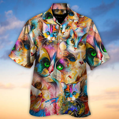 Cat Funny Art Lover Cat Colorful Mixer Style - Hawaiian Shirt - Owls Matrix LTD