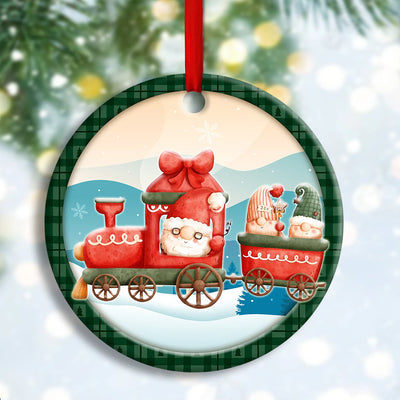 Christmas Santa Is Coming Xmas Lover Custom Photo Personalized - Circle Ornament - Owls Matrix LTD