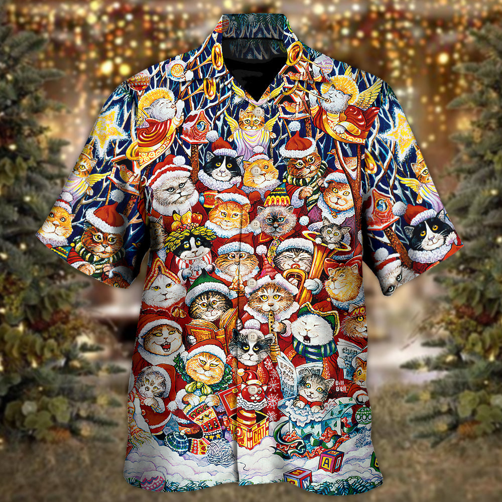 Christmas Cat Funny Happiness - Hawaiian Shirt - Owls Matrix LTD
