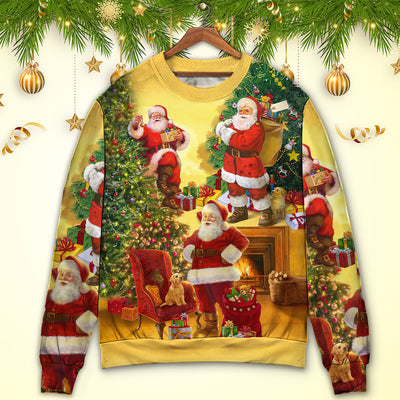 Christmas Santa Claus Story Happy Xmas Art Style - Sweater - Ugly Christmas Sweaters - Owls Matrix LTD