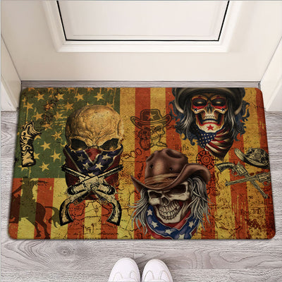Skull Cowboy America Retro - Doormat - Owls Matrix LTD