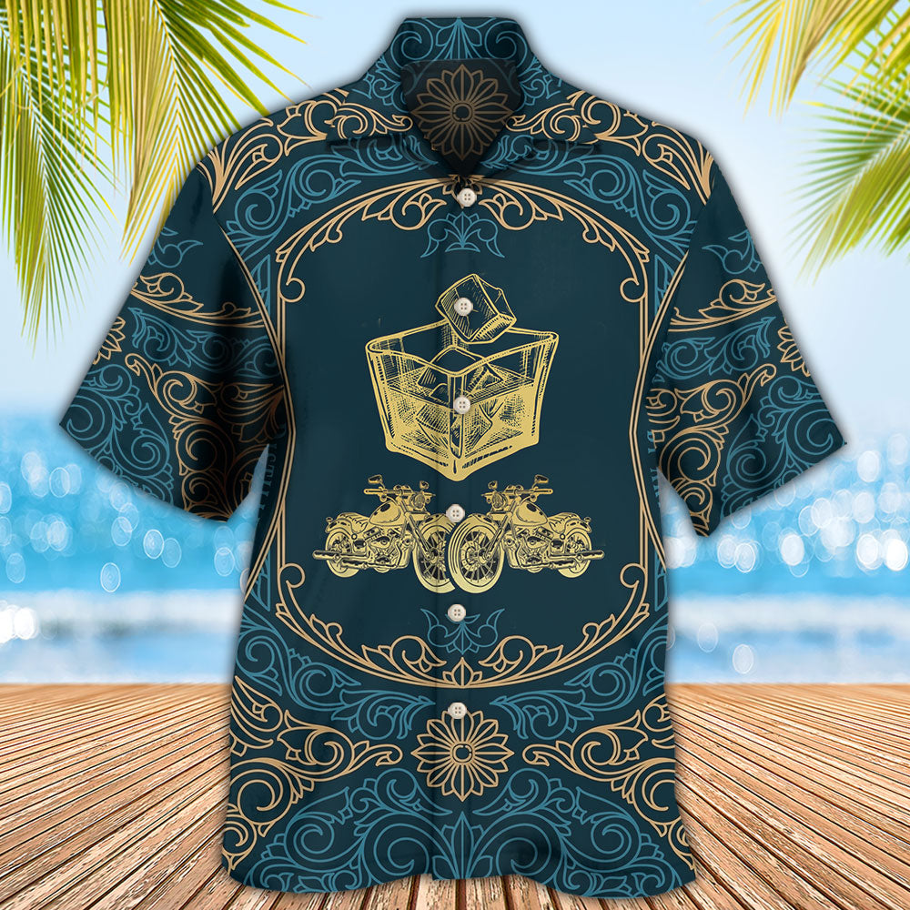 Wine Rum I Like Rum And Motorcycles - Hawaiian Shirt - Owls Matrix LTD