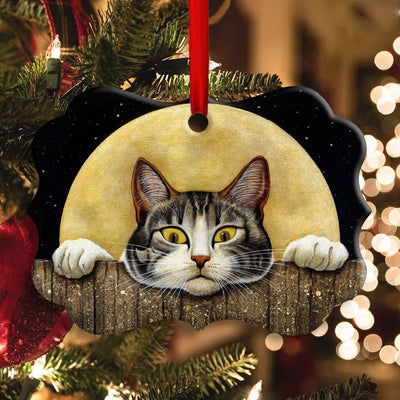 Christmas Cat With Moon Lover Cutie - Horizontal Ornament - Owls Matrix LTD