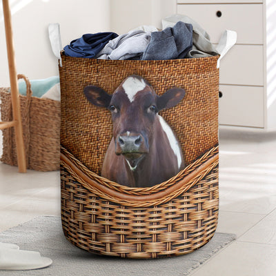 Ayrshire Cow Rattan Teaxture - Laundry Basket - Owls Matrix LTD