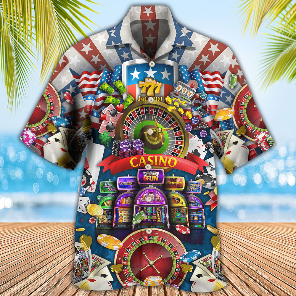 Poker US Flag Casino Lover - Hawaiian Shirt - Owls Matrix LTD