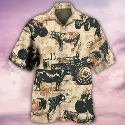 Tractor And Cow I Like - Hawaiian Shirt - Owls Matrix LTD