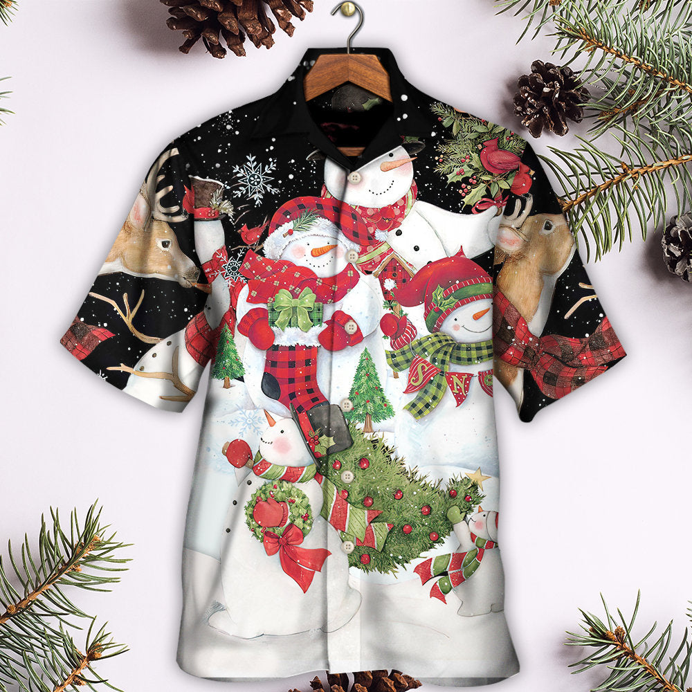 Christmas Cutie Snowman Happy Xmas Cardinal - Hawaiian Shirt - Owls Matrix LTD