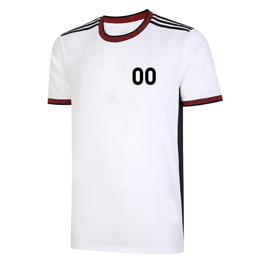 Custom White And Black Background Red Wave Pattern - Soccer Uniform Jersey