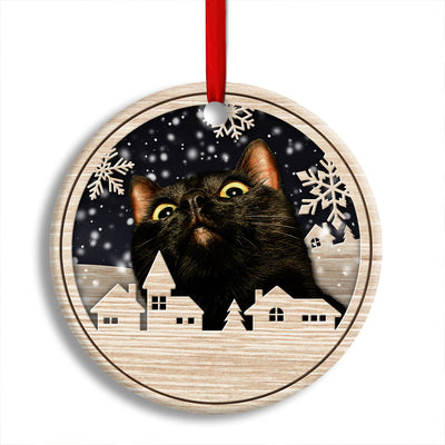 Pack 1 Christmas Cat Meow Xmas Winter Cats Cat Lovers - Circle Ornament - Owls Matrix LTD