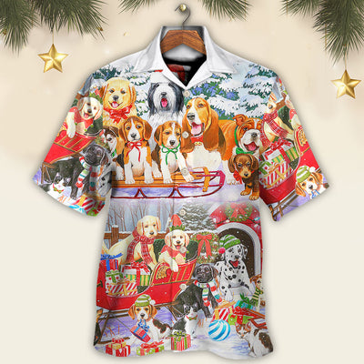 Dog Snowman Christmas Tree Merry Xmas - Hawaiian Shirt - Owls Matrix LTD