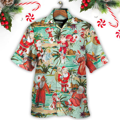 Christmas Santa Vacation Beach Joyful - Hawaiian Shirt - Owls Matrix LTD