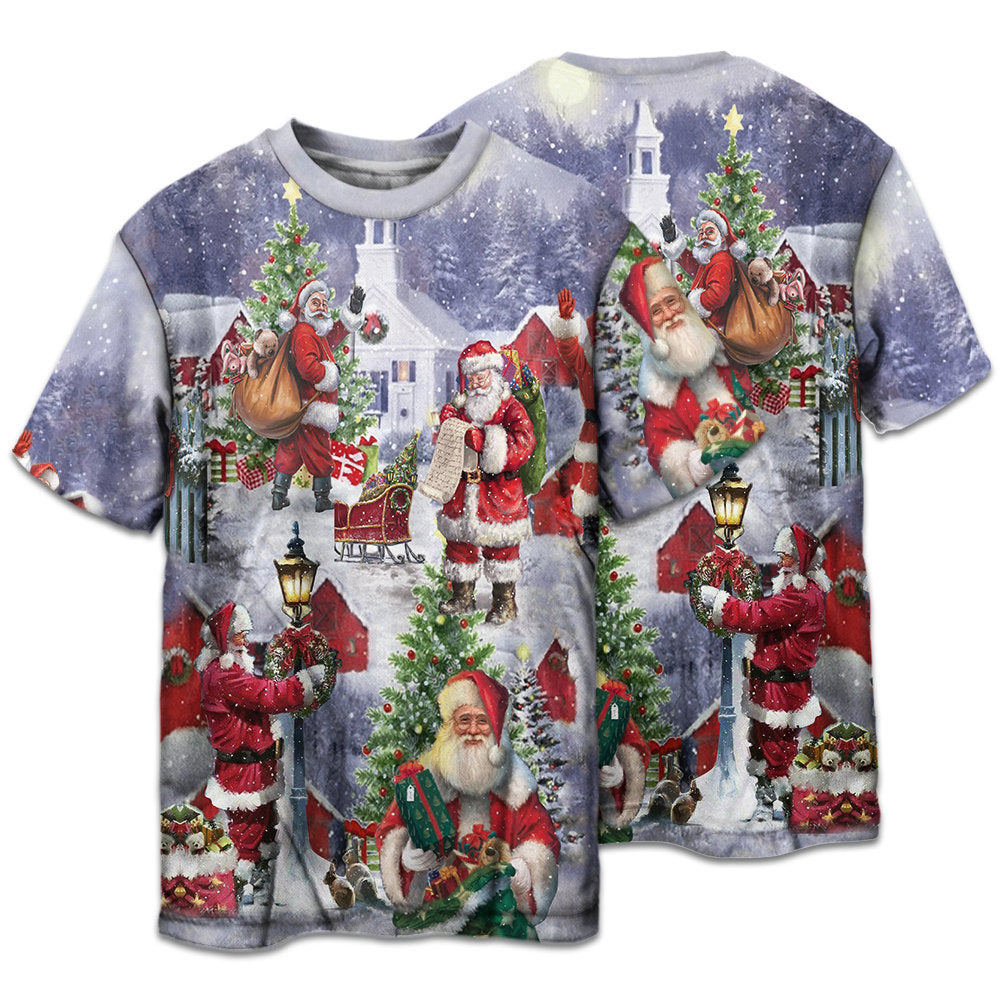 T-shirt / S Christmas Merry Xmas Santa Claus Is Coming - Pajamas Short Sleeve - Owls Matrix LTD