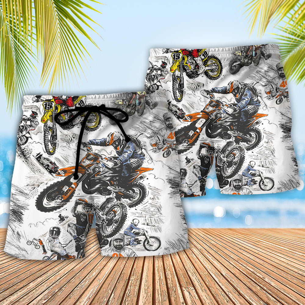 Motorcycle Ride Hard And Cool - Beach Short - Owls Matrix LTD