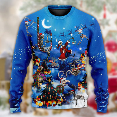 Christmas And Skull Merry Xmas - Sweater - Ugly Christmas Sweaters - Owls Matrix LTD