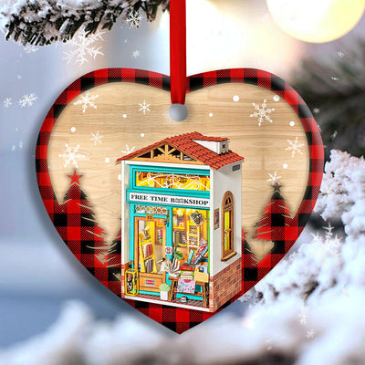 Bookstore Christmas Keep Calm And Read A Book - Heart Ornament - Owls Matrix LTD