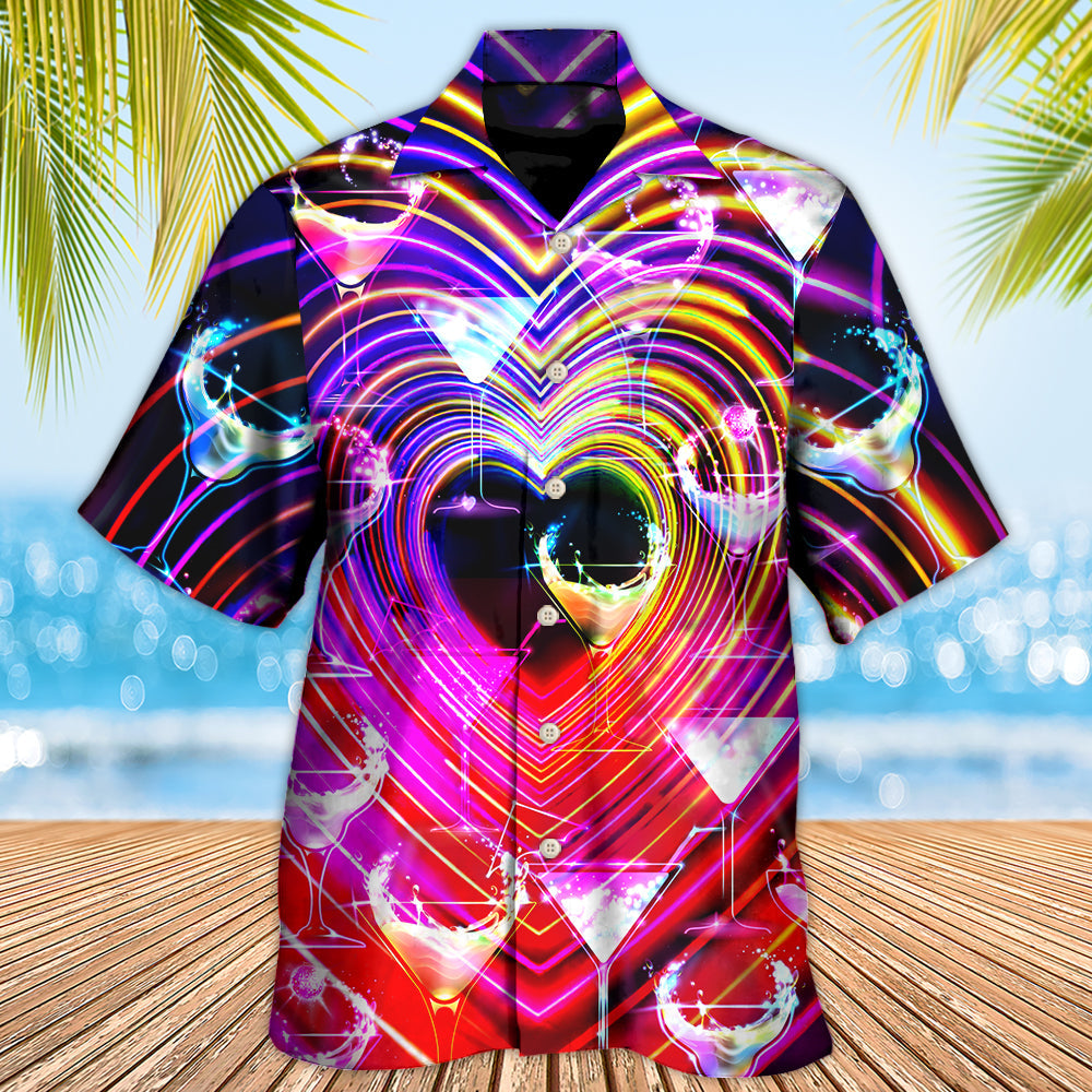 Cocktail Party Romantic Sweet Heart Neon Light - Hawaiian Shirt - Owls Matrix LTD