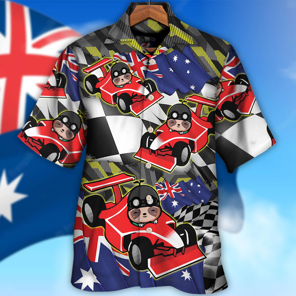 Sloth Racing Formula One Car Racing Australian Vibe - Hawaiian Shirt - Owls Matrix LTD