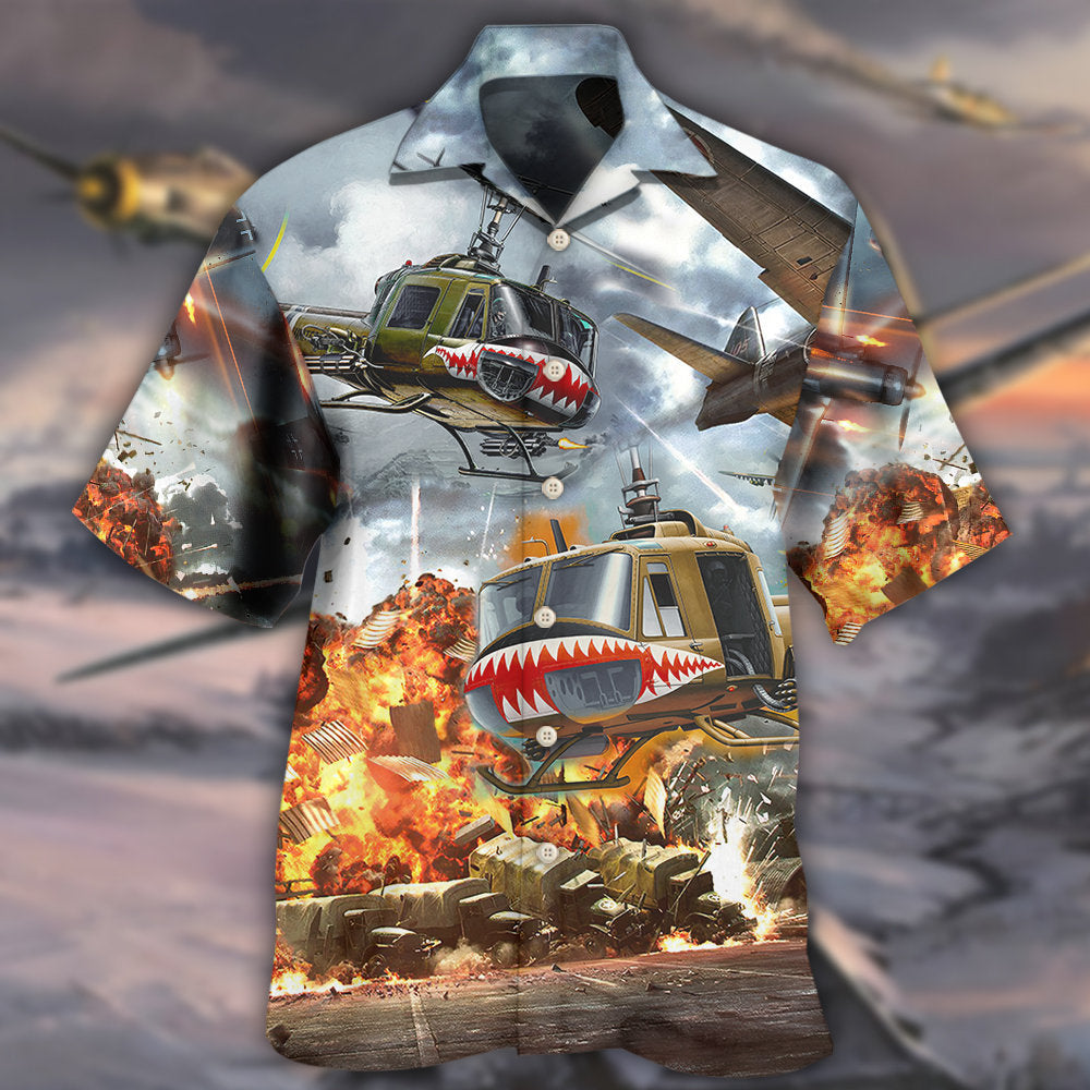 Combat Aircraft Fly Sky Military Planes - Hawaiian Shirt - Owls Matrix LTD