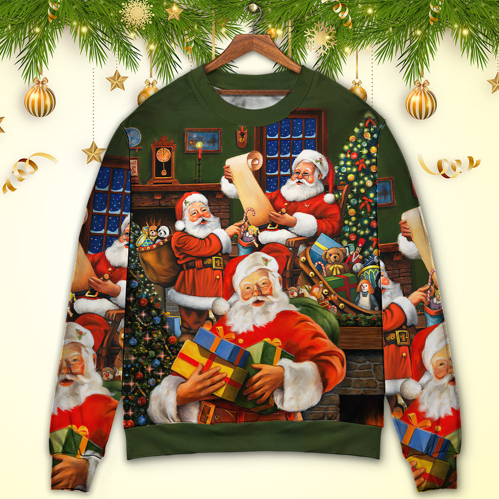 Christmas Santa Claus Gift For Xmas Art Style - Sweater - Ugly Christmas Sweaters - Owls Matrix LTD