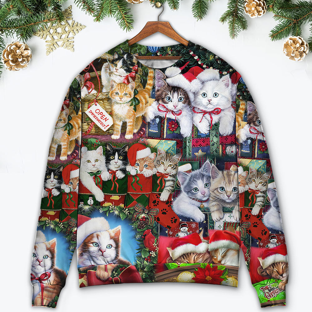 Cat Christmas Tree Merry Xmas - Sweater - Ugly Christmas Sweaters - Owls Matrix LTD