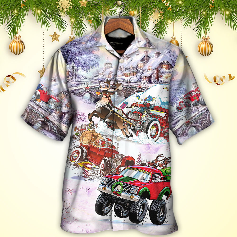 Christmas Car Run Xmas Hohoho - Hawaiian Shirt - Owls Matrix LTD