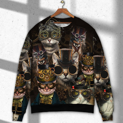 Cat Steampunk Art Machines Lover - Sweater - Ugly Christmas Sweaters - Owls Matrix LTD
