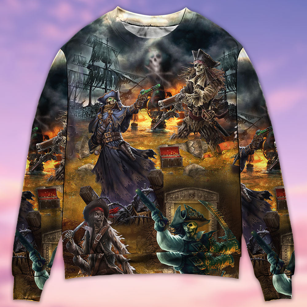 Skull Hunting Treasure Journey - Sweater - Ugly Christmas Sweaters - Owls Matrix LTD