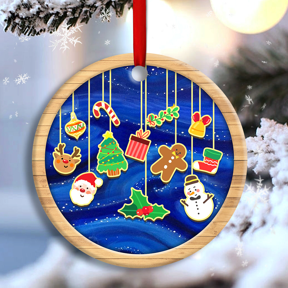 Christmas Santa Merry Xmas And Happy New Year Custom Photo Personalized - Circle Ornament - Owls Matrix LTD