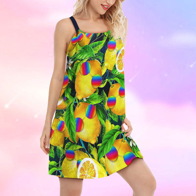 Hippie Funny Lemon Peace - Women's Sleeveless Cami Dress - Owls Matrix LTD