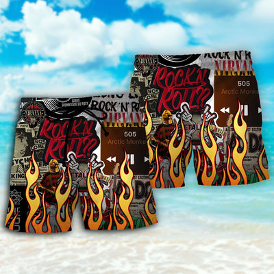 Music Rock Music Red Flame Chill - Beach Short - Owls Matrix LTD