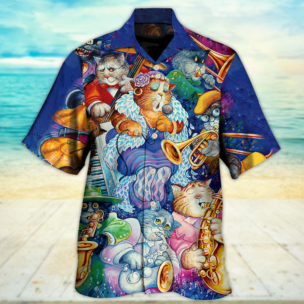 Cat Jazz Music Funny - Hawaiian Shirt - Owls Matrix LTD