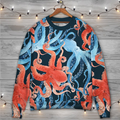 Octopus Colorful Ocean Life Basic - Sweater - Ugly Christmas Sweaters - Owls Matrix LTD