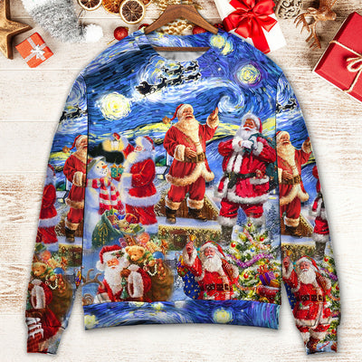 Christmas Santa Snow Night Merry Xmas - Sweater - Ugly Christmas Sweaters - Owls Matrix LTD