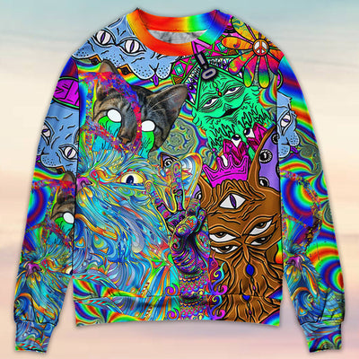Hippie Cat Break My Mind - Sweater - Ugly Christmas Sweaters - Owls Matrix LTD