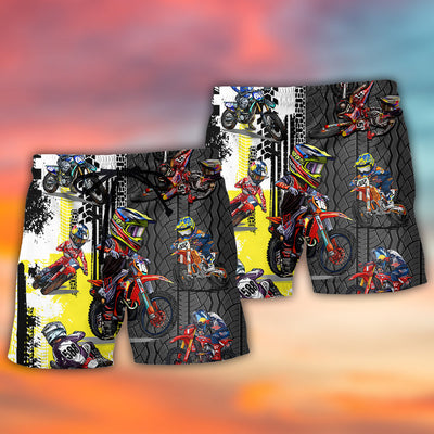 Motocross Racing Lover Motorcycle Art Style - Beach Short - Owls Matrix LTD