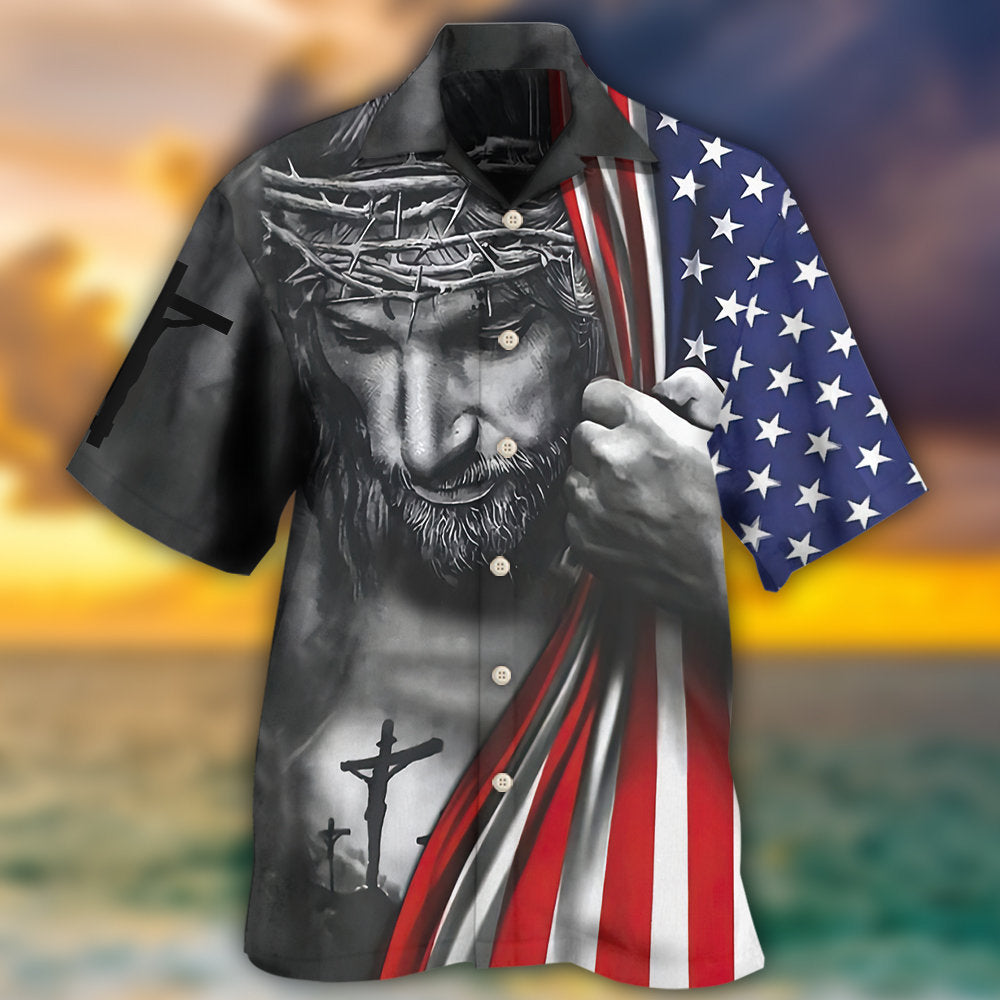 Jesus America One Nation Under God - Hawaiian Shirt - Owls Matrix LTD