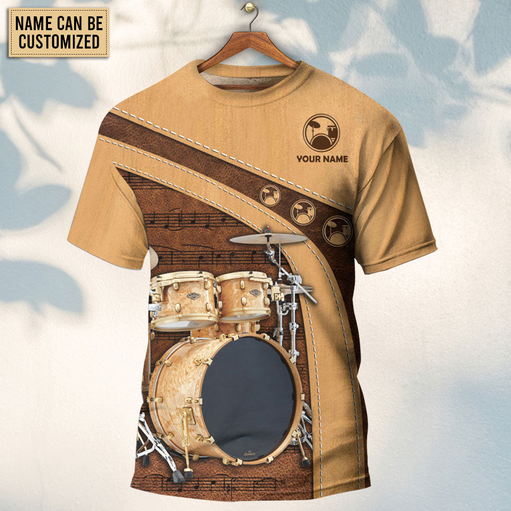 Drum An Old Drummer And A Lovely Lady Stick Personalized - Round Neck T-shirt - Owls Matrix LTD