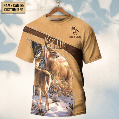 Deer Here Lives An Old Buck And His Sweet Doe Personalized - Round Neck T-shirt - Owls Matrix LTD